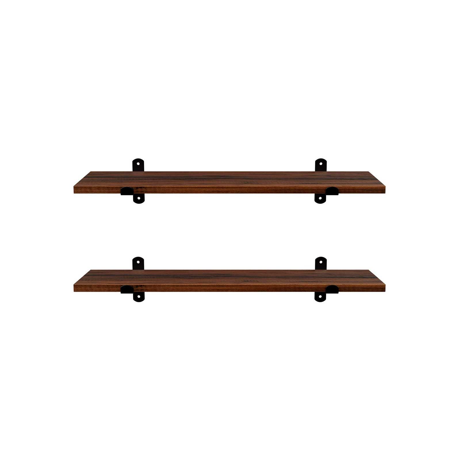 Wall shelves - Set of 2 - Floating planks - Industrial Design - Brown/Black