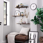 Wall shelves - Set of 2 - Floating planks - Industrial Design - Brown/Black