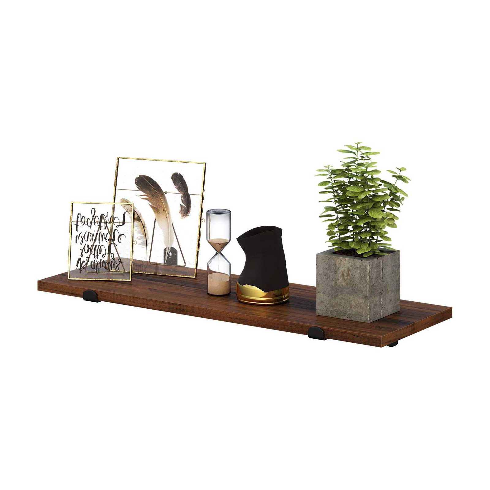 Wall shelves - Set of 2 - Floating planks - Industrial Design - Brown/Black