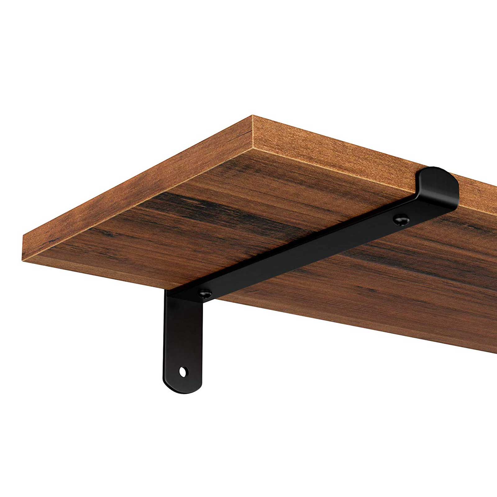 Wall shelves - Set of 2 - Floating planks - Industrial Design - Brown/Black