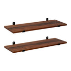 Wall shelves - Set of 2 - Floating planks - Industrial Design - Brown/Black