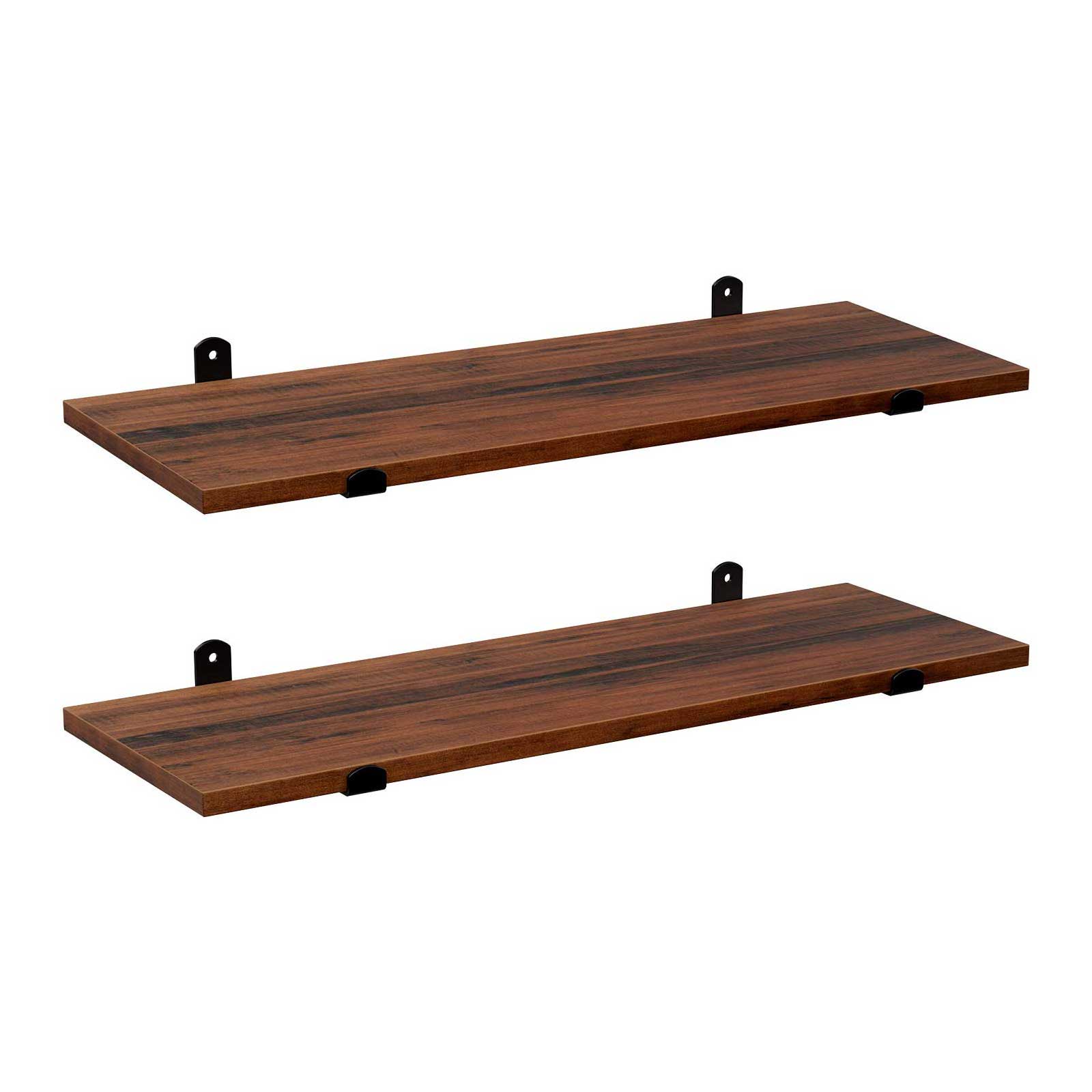 Wall shelves - Set of 2 - Floating planks - Industrial Design - Brown/Black