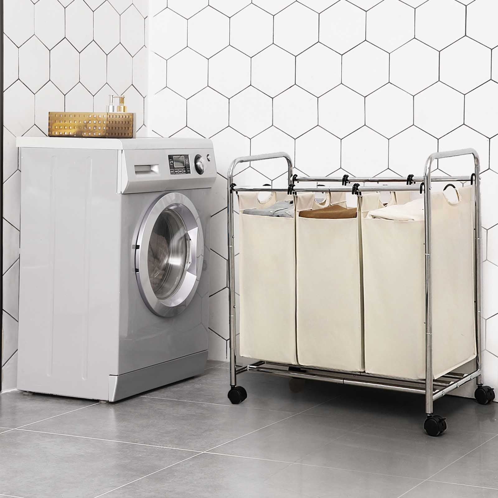 Laundry basket - Washer - 3 courses - removable bags - Beige
