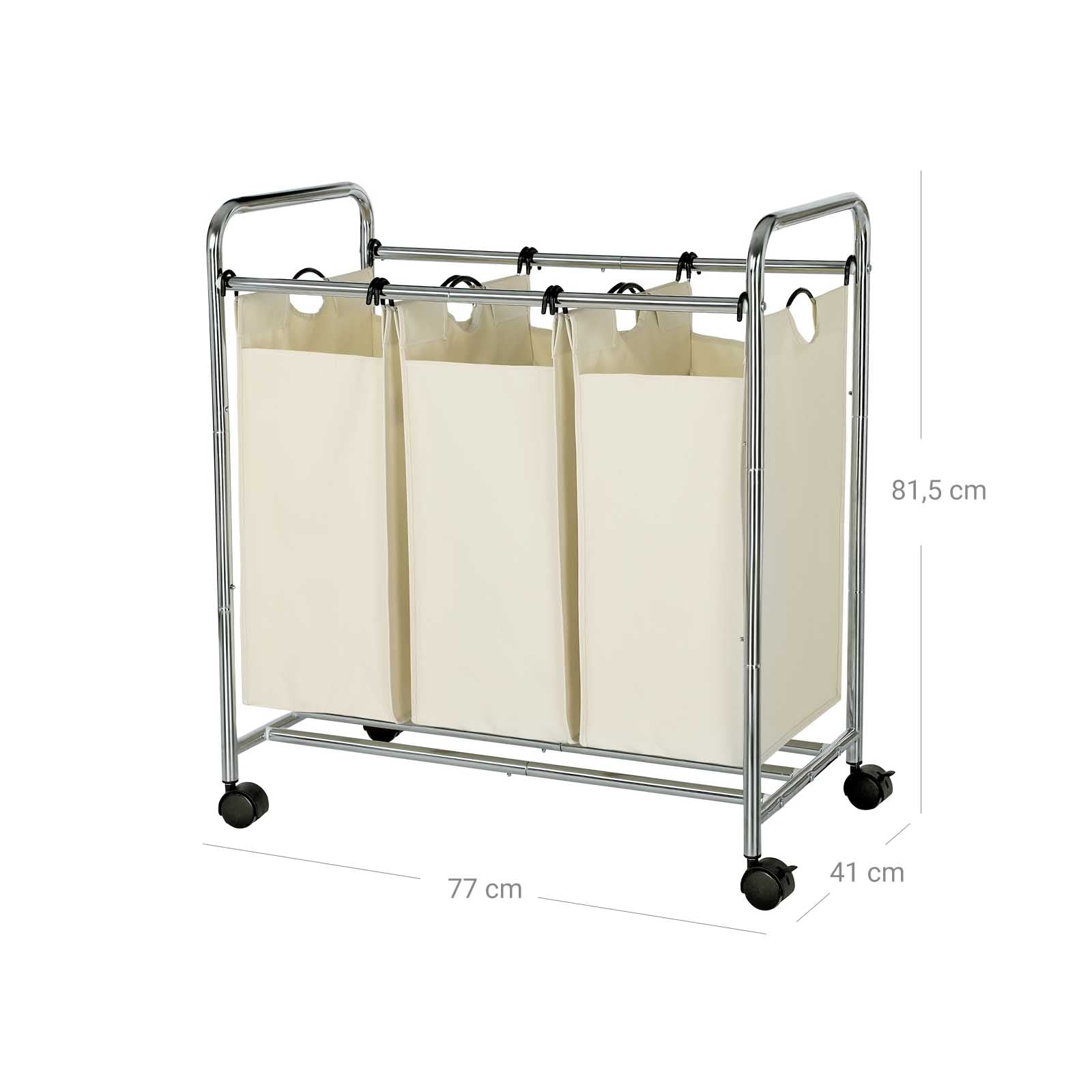 Laundry basket - Washer - 3 courses - removable bags - Beige
