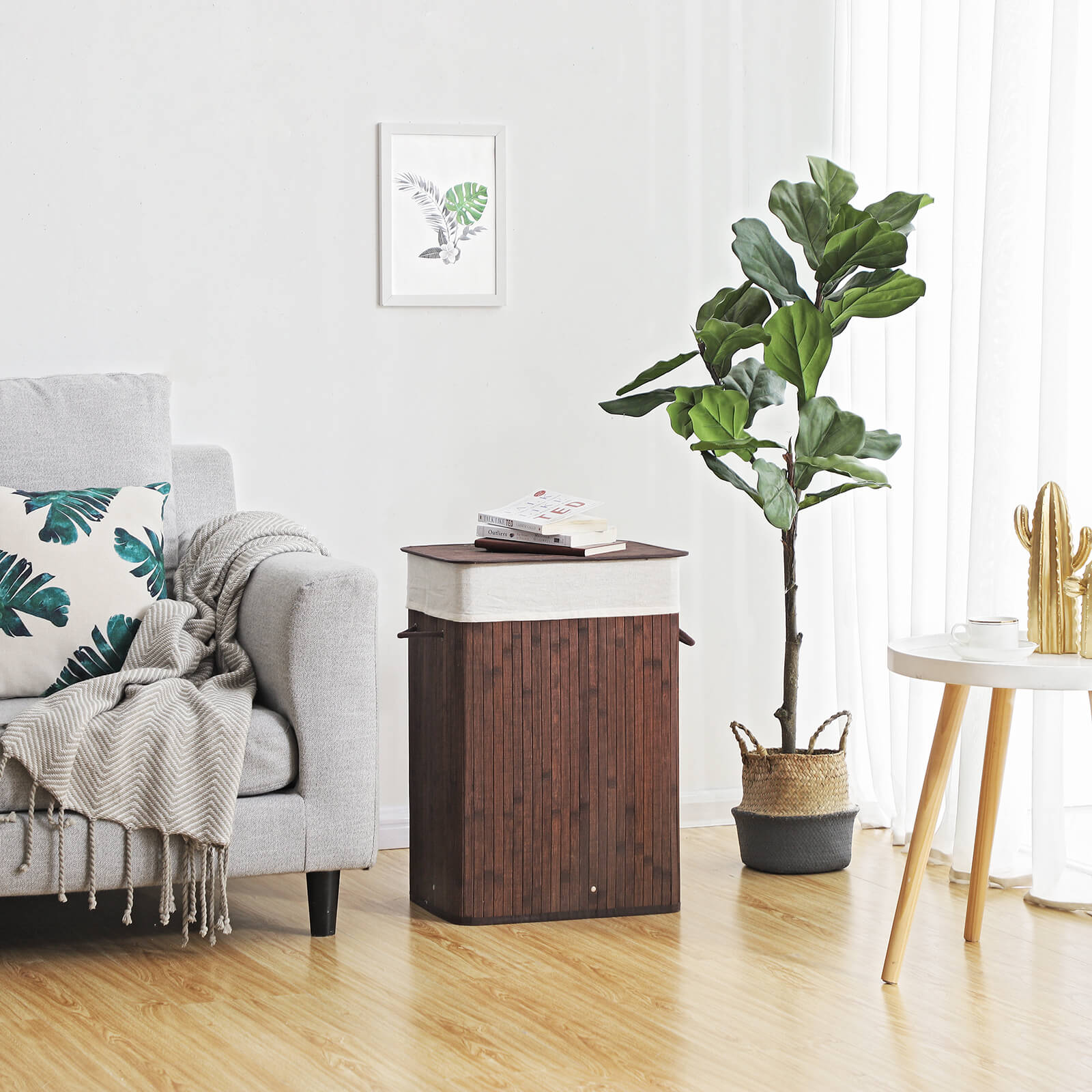 Laundry basket - Bamboo - 72 L - Brown