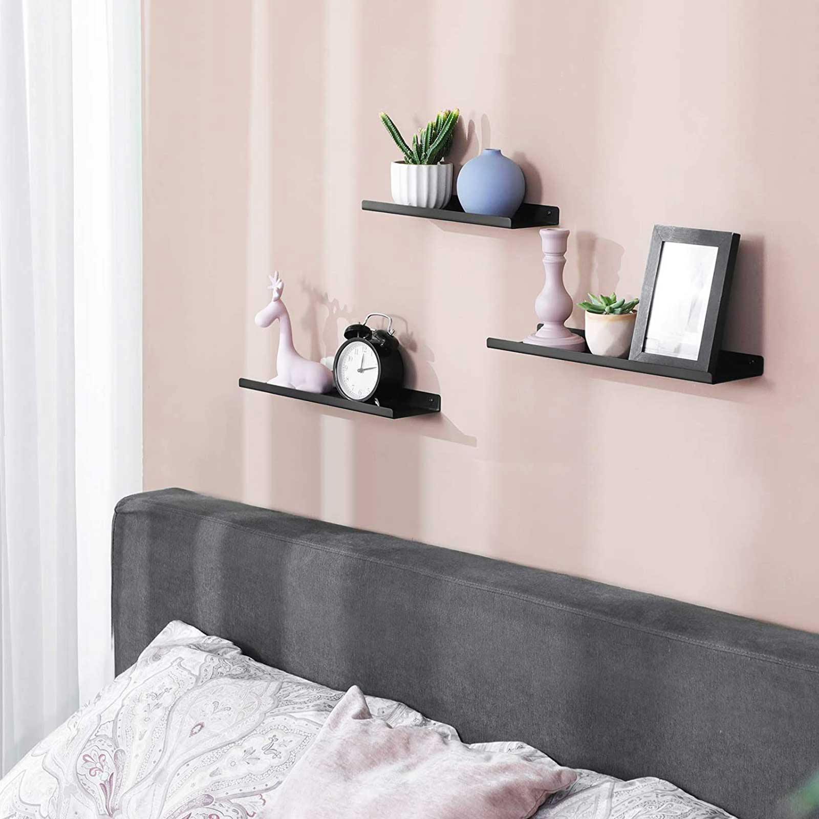 Wall racks - Set of 3 - Floating Metal - Industrial Design - Black