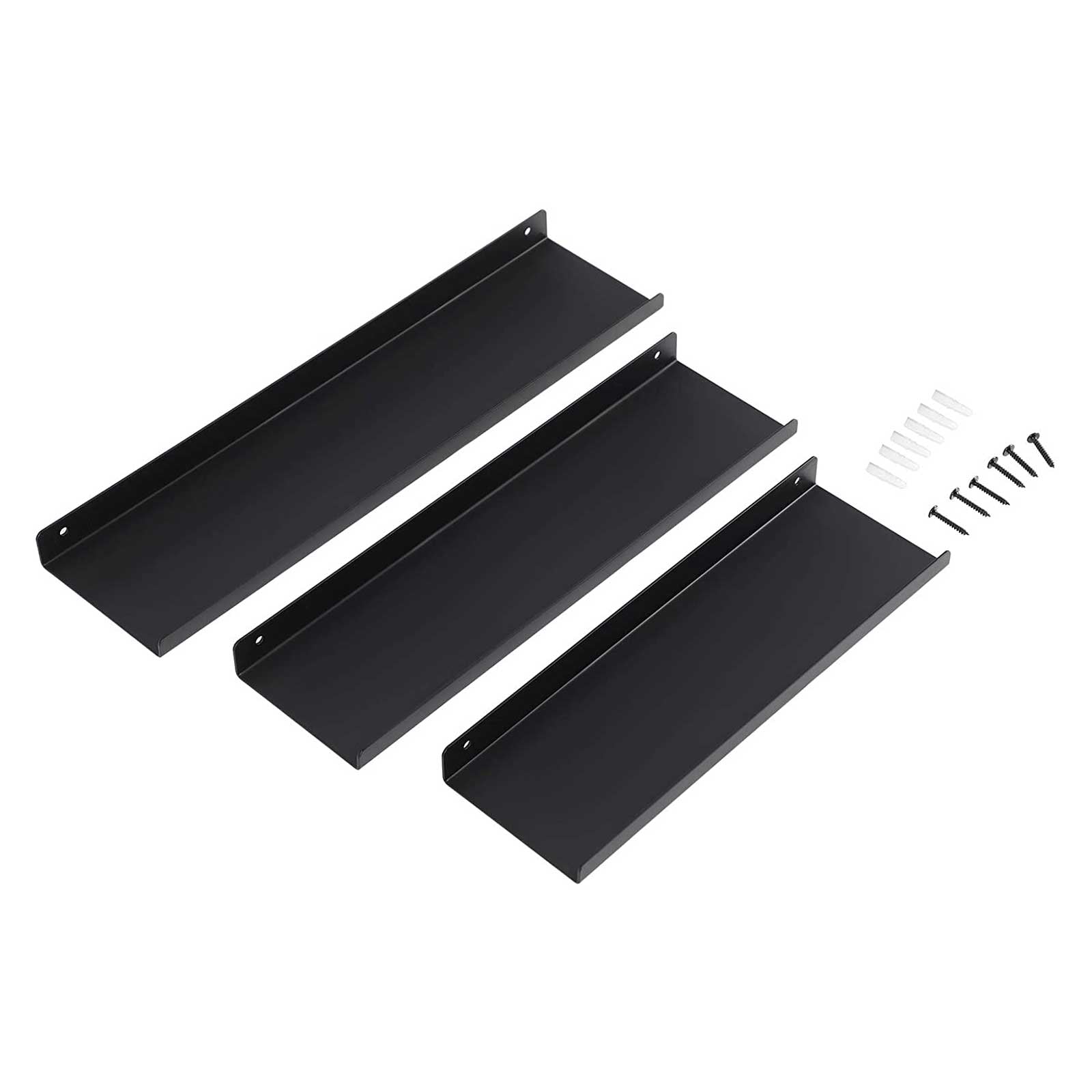 Wall racks - Set of 3 - Floating Metal - Industrial Design - Black