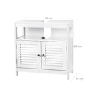 Sink undercase - with slat doors - 2 compartments - white