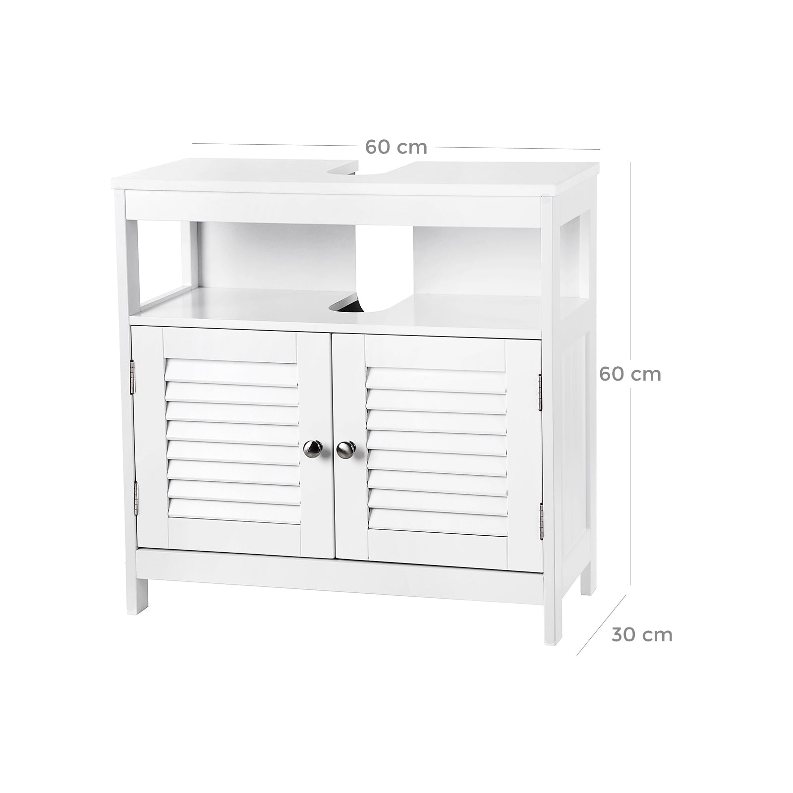 Sink undercase - with slat doors - 2 compartments - white