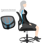 Office chair - With adjustable foot ring - Breathable Network - Black